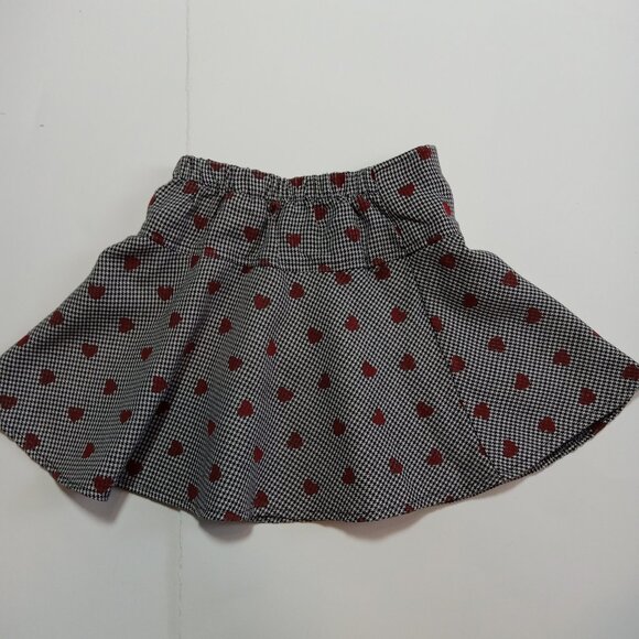 Samara Size 5 Girls Skirt Houndstooth Red Heart Black White - Picture 6 of 9